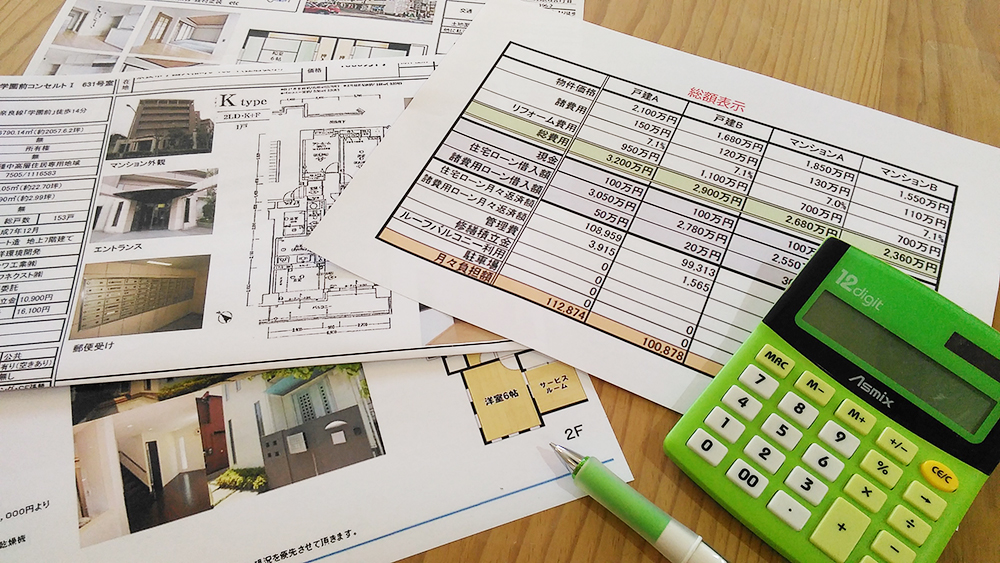 物件の総額費用の比較