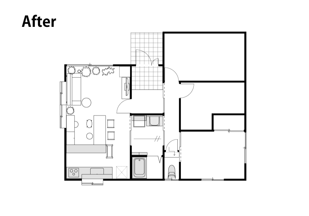 観葉植物と古材が馴染む自分らしく暮らせるリノベーション｜埼玉県北本市