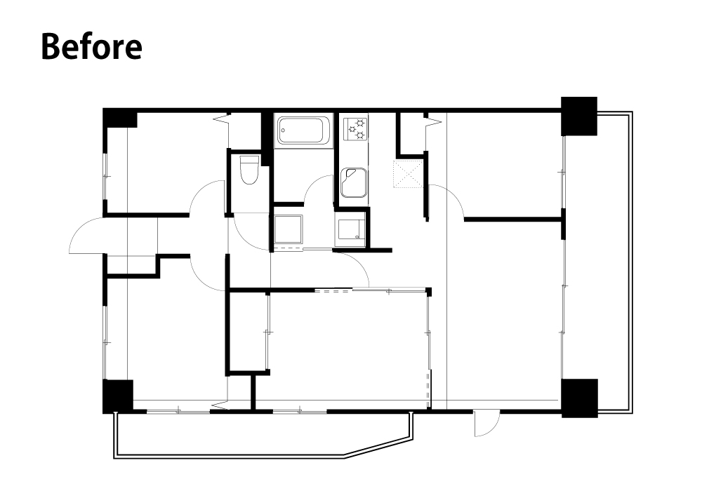 造作キッチンのあるLDKリノベーション｜家族がつながる家